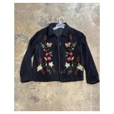 Vintage black floral embroidered knit cardigan