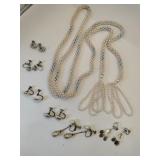 6 pair of screw on earrings and white beaded