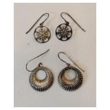2 pair silver pierced earrings. .125oz