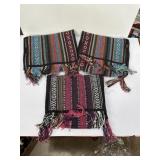 3 colorful woven fabric crossbody bags with