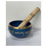 Brass singing bowl with stick 4"