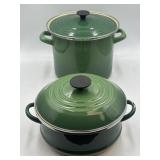 Le Creuset green enamel steamer pot set