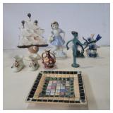 Ship made from shells, mosaic dish, and other