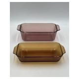 Pyrex cranberry glass loaf baking dish, 213-R &