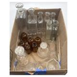 Old apothecary and science glass bottles and more