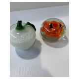 Glass, apple, paperweight and glass globe