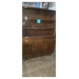 MCM Walnut China Cabinet / Hutch with Sculpted
