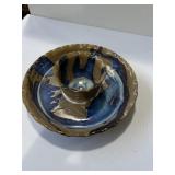 handmade studio pottery chip and dip server