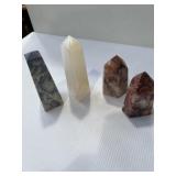 polished Hematoid Quartz crystal, White Calcite,