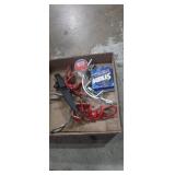Pole clamps fishing line and filet knife