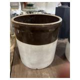 two-tone stoneware crock with an Albany slip