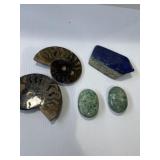 Polished Lapis Lazuli, Chrome Diopside, and