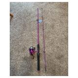 6 ft 2 pc fishing rod with open face Zebco reel