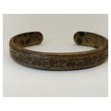 Goldtone Flower carved  bracelet marked S C