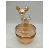 Jeannette carnival glass fawn trinket box