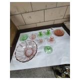 Group of vintage depression glass ware.