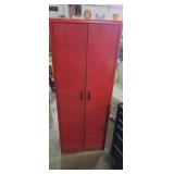 Red double door metal cabinet 24x11x61in