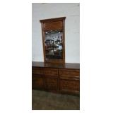 Dixie furniture dresser with tall mirror (corner