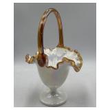 Fenton Art Glass basket in the Gold Crest