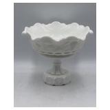 Westmoreland Milk Glass Compote grape & vine
