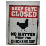 Keep gate closed metal sign 12x16
