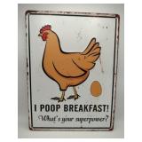 Poop breakfast metal sign 12x16