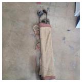 2 Wood and 6 metal golf clubs with bag