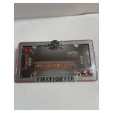 Heavy duty metal Firefighter license plate frame