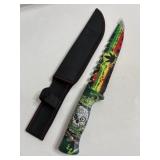 12-1/2 in Reggae Skull hunting knife with sheath