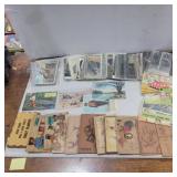 Old postcards cards wood and leather, funny love