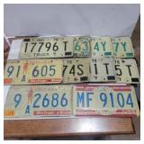 10 license plates 77,78, and 76