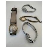 Four vintage watches Gruen ,Timex