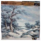 Framed painting snowscape signed 24in x20in