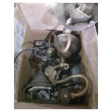 Brass Light Fixtures,  Glass Shades, Bottle