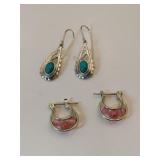 2 pair silver pierced earrings .185oz