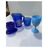 blue slag glass wine goblet from the 1996