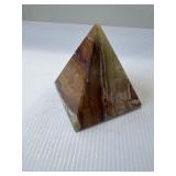 decorative green and brown banded onyx pyramid