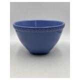Periwinkle blue stoneware mixing bowl w/ embossed