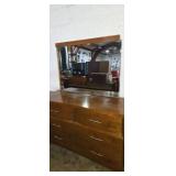 Mcm mirrored dresser 6 drawer 2 curved  unbranded