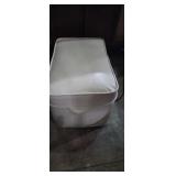 White leather rectangle foot stool
