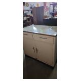 Metal shop cabinet with laminate top 2 drawers