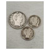 1906 Barber quarter 1914 & 1916 Barber dimes