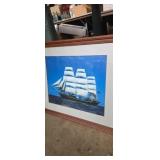 Framed ship portrait 27x23in