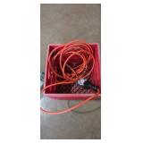 Crate with extensions cords drop light
