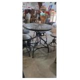 Wrought iron base screw top adjustable high table