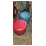 Blue and red round foot stools