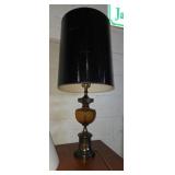 Quilted amber glass metal base lamp