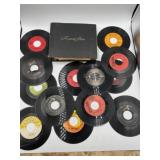 Loose & book of 45 RPM vinyl records Johnny Cash,