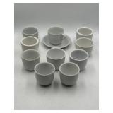 Meakin saucer and mix of white soup cups