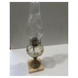 pressed glass oil lamp on marble base